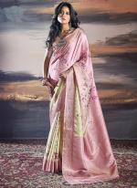 Pure Sattin Pink Party Wear Weaving Saree